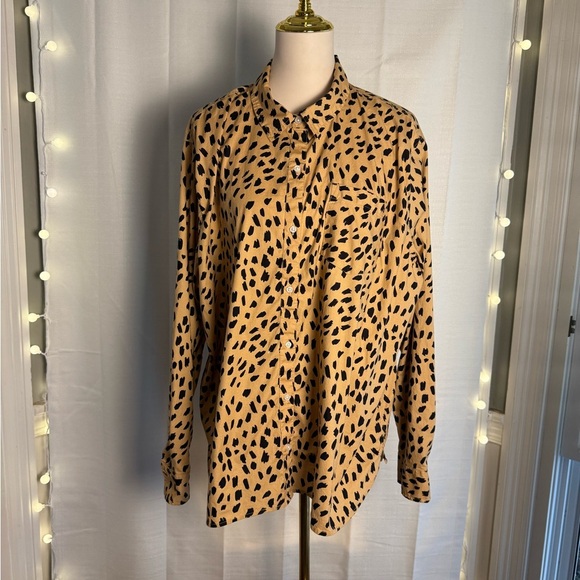 Crown & Ivy Leopard Print Button-Up Shirt - Picture 1 of 7